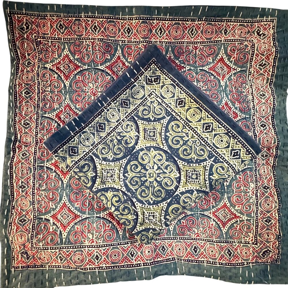 Polo Decorative Pillow Covers Set Of 2 Handcrafted Kantha Stitch 16" x 16" Boho